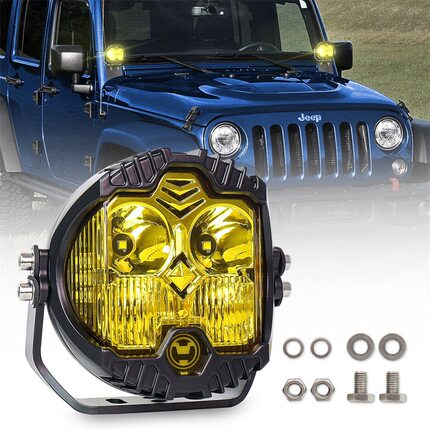 V字标4灯杯3面发光黄色5寸LED工作灯worklightoffroad车顶前杠灯