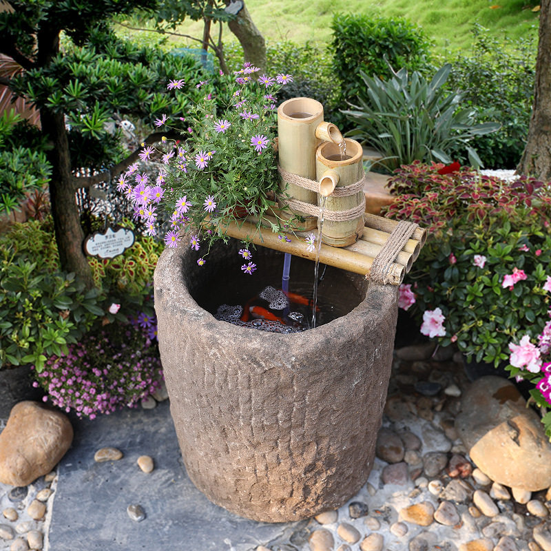 水磨坊创意中式原竹竖槽循环流水摆件 花园 庭院造景鱼缸装饰摆件,模玩/动漫/周边/娃圈三坑/桌游,文化/体育周边,淘宝优惠券,粉丝福利购,淘宝优惠卷