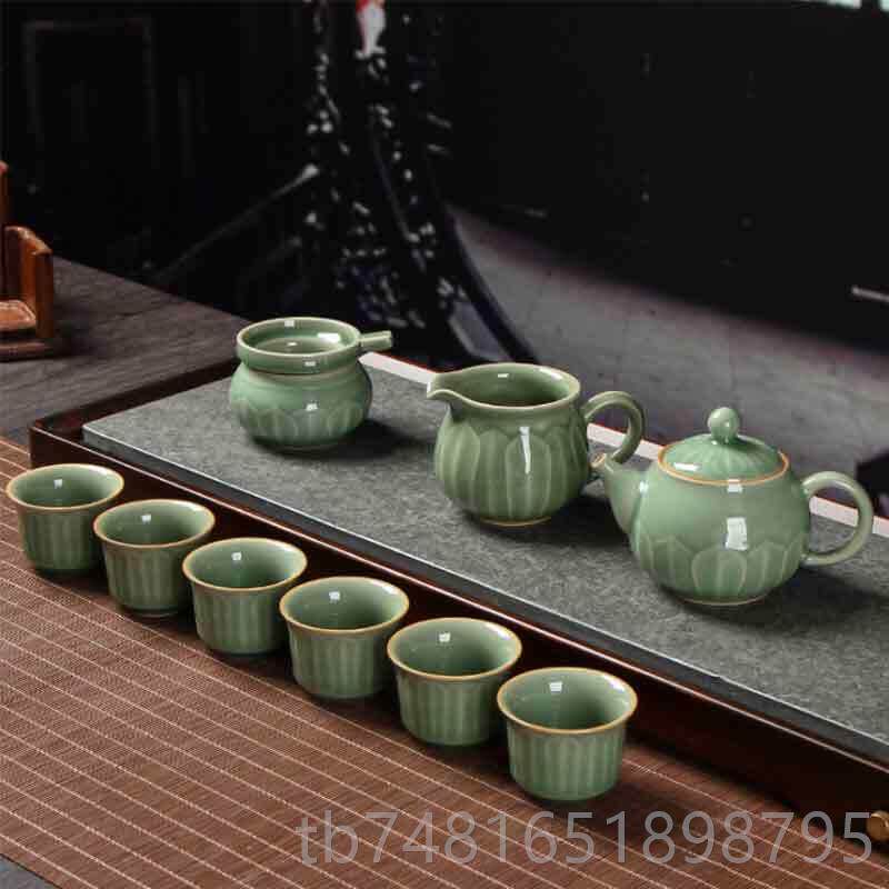 正品空山新雨装功茶具套家用陶瓷中式青龙泉瓷高档手工茶壶盖夫碗