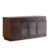 北美黑胡桃木餐边柜餐桌一体可伸缩折叠旋转餐桌现代简约组合柜子