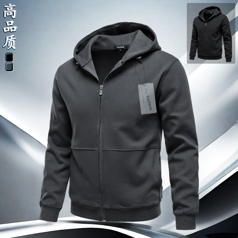 高端男士外套秋冬款2024新款休闲夹克衫美式潮流拉链开衫连帽外衣