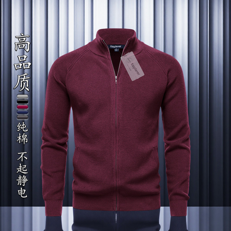 立领外套2025秋冬季新款毛衣休闲针织衫夹克纯棉重磅加厚男装上衣,男装,针织衫/毛衣,淘宝优惠券,粉丝福利购,淘宝优惠卷