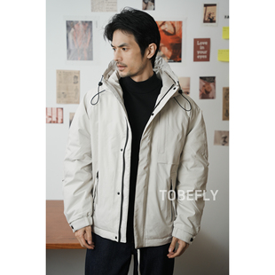 Tobefly防风包裹领连帽工装羽绒服冬季新款时尚保暖外套5936