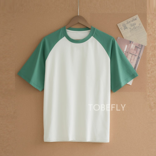 Tobefly撞色小圆领插肩凉感T恤