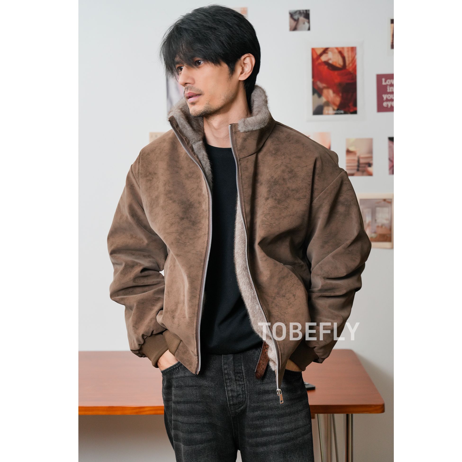 Tobefly美拉德仿貂毛皮衣座山雕