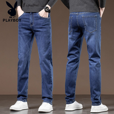花花公子冬季男士牛仔裤男裤直筒