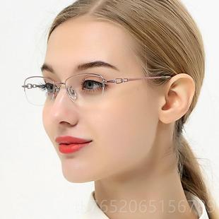 正品变色眼镜女纯钛眼镜可配数近视防太阳镜蓝光半框平度光墨镜98