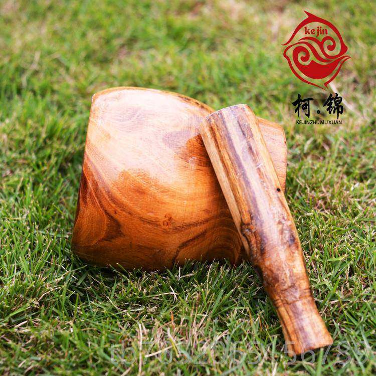 正品柯 实木捣蒜缸器 大号实木捣制木捣蒜器木臼蒜泥器捣碎锦药罐
