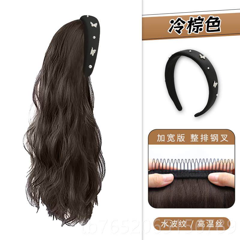 正品美宿女长卷发箍发发假一体可拆卸自然水钻流人苏时尚仿真发全图片