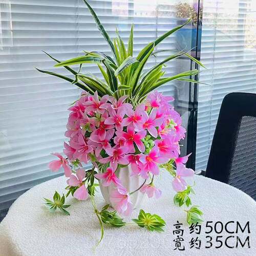 正品仿花厅玫花瑰花百合陶瓷干套装假花束客餐桌真绢花假花装饰花