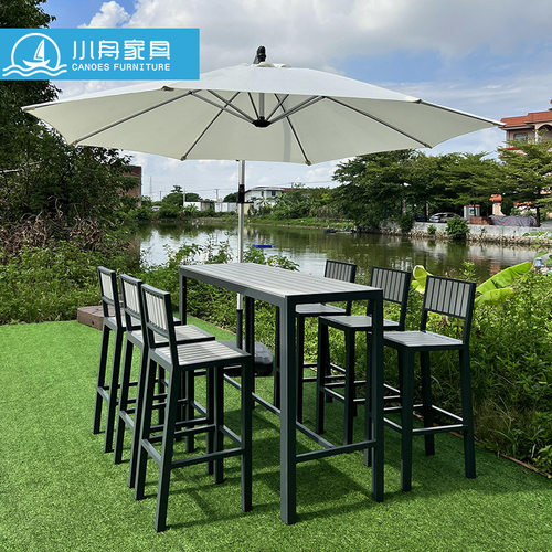 北欧户外塑木吧椅休闲高脚凳室外别墅露天酒吧民宿酒店吧台椅组合