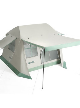 叁尔随心户外自动屋脊帐（6-8人帐）（白绿）SRZP-0003