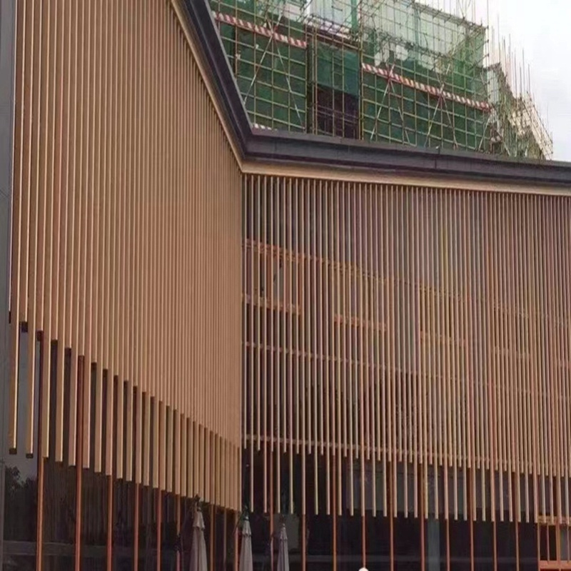 室外木纹铝方管磨砂纹喷涂铝方管型材幕墙室内凹槽四方通铝格栅