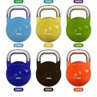 厂家直供浸塑烤漆壶铃竞技训练塑身健身器材烤漆实心纯铁壶铃现货