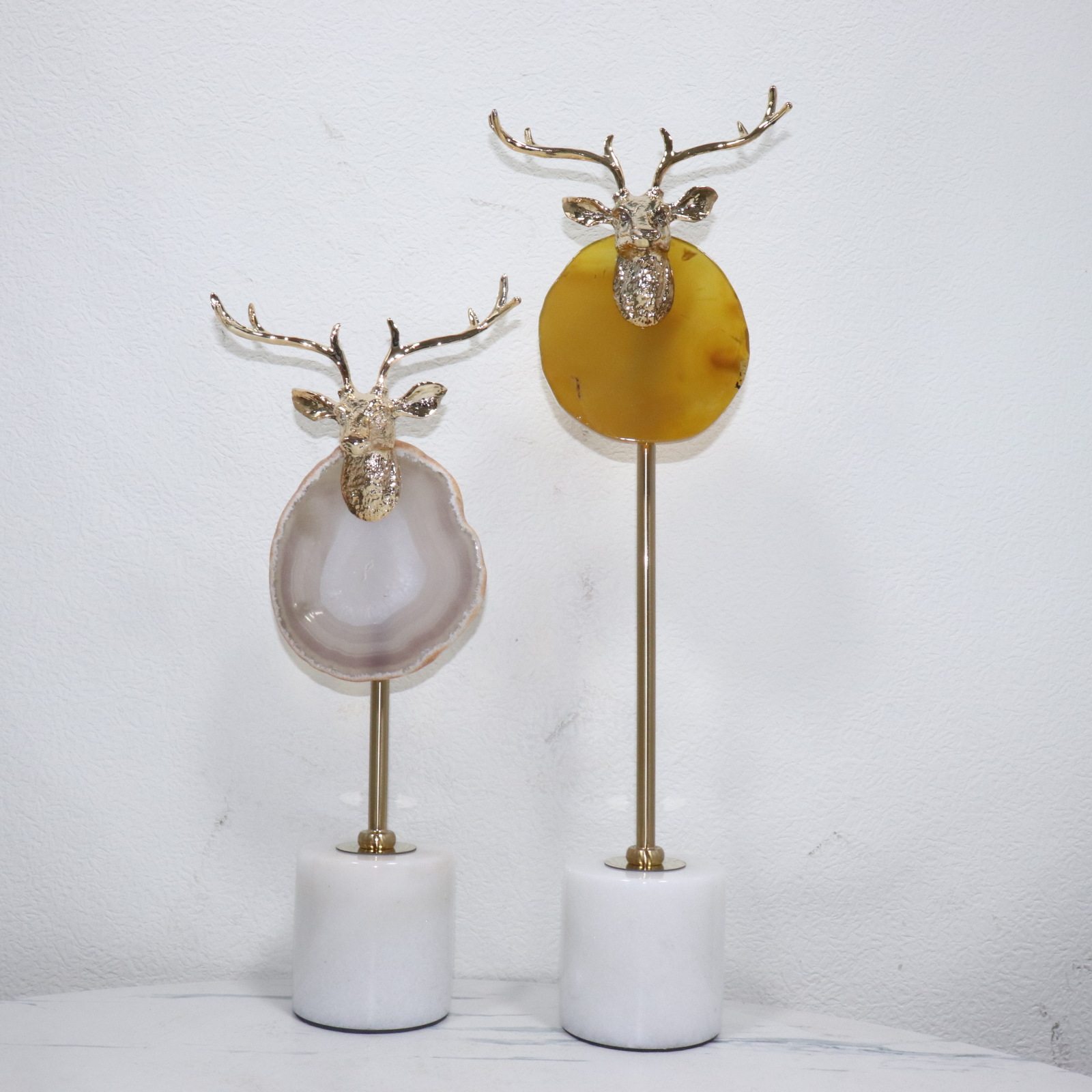 鹿头创意大理石摆件玄关桌面装饰品茶几玛瑙石酒柜电视柜摆放铁艺,模玩/动漫/周边/娃圈三坑/桌游,文化/体育周边,淘宝优惠券,粉丝福利购,淘宝优惠卷