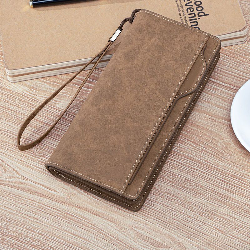 2025新款疯马皮长款钱包男士大容量卡包一体高级感复古手拿包女款