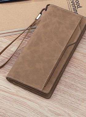 2025新款疯马皮长款钱包男士大容量卡包一体高级感复古手拿包女款