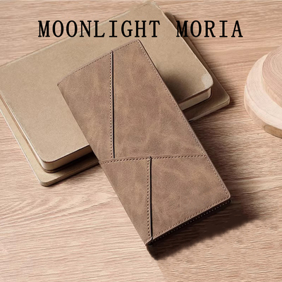 疯马皮质感钱包男款长款超薄多功能拉链大容量卡包一体皮夹送老公