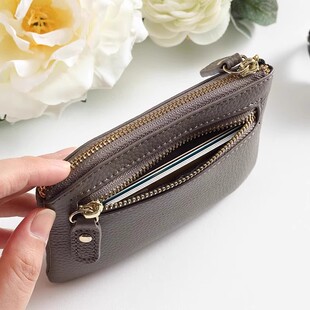 真皮质感零钱包女款大容量牛皮质感拉链钱包小众小巧零钱袋学生