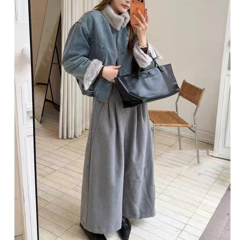 欧货加绒加厚牛仔外套女