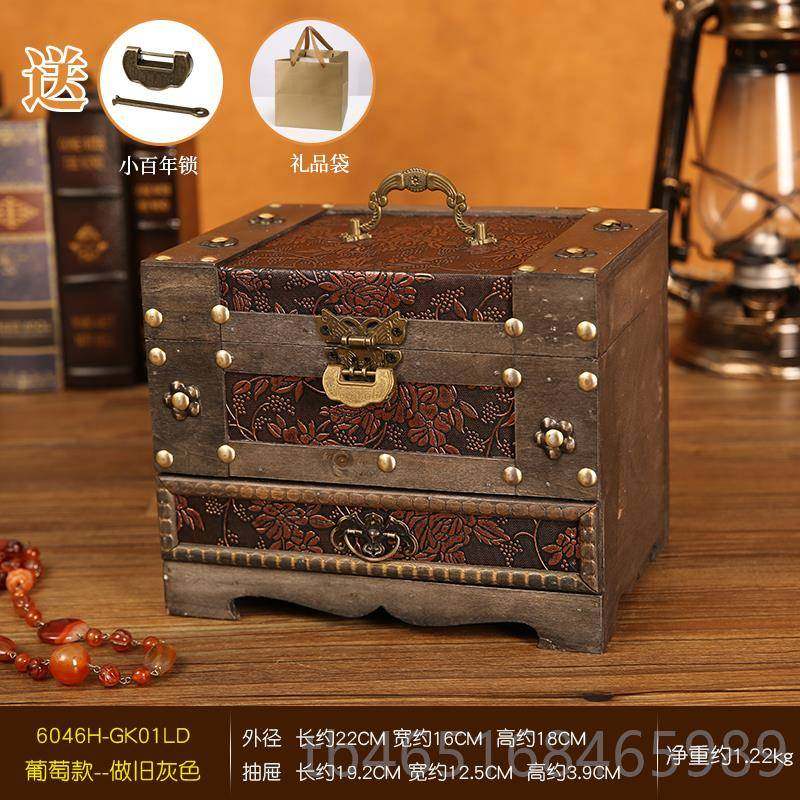 高档中复古妆风梳盒桌盒面仿古木制收纳盒结婚首饰品储物式带锁木,收纳整理,首饰盒,淘宝优惠券,粉丝福利购,淘宝优惠卷