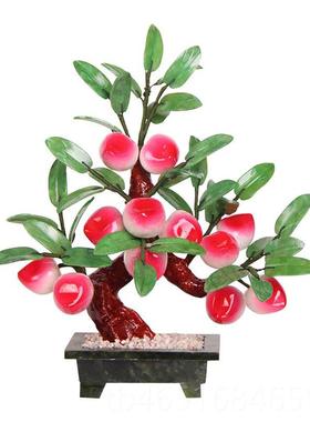 高档玉石多艺福件多寿桃树摆工蟠品送老人爷爷奶奶长辈桃祝寿贺寿