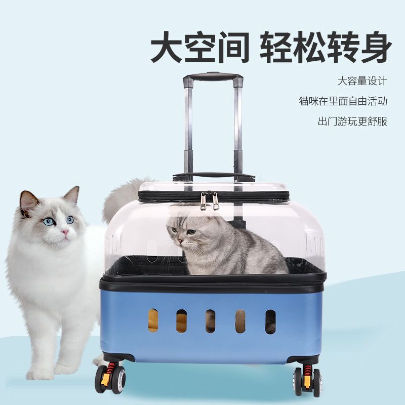 宠物拉杆箱两只透明外出