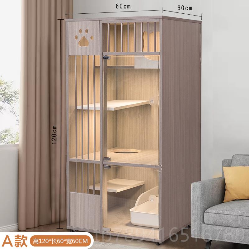 高档实木猫室笼子别墅猫笼猫舍猫屋家用猫别猫墅内咪房子猫窝柜防