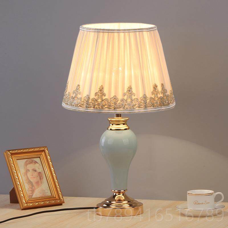高档烨间上欧美式台灯床头陶瓷床头柜装式灯饰灯具调光温馨蓝色房,家装灯饰光源,装饰台灯,淘宝优惠券,粉丝福利购,淘宝优惠卷