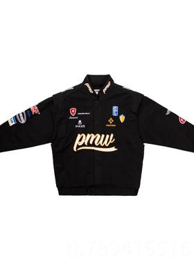 高档克PMW 机车骑夹外套男士春秋百搭绣赛车衣美式行刺痞帅潮牌棒