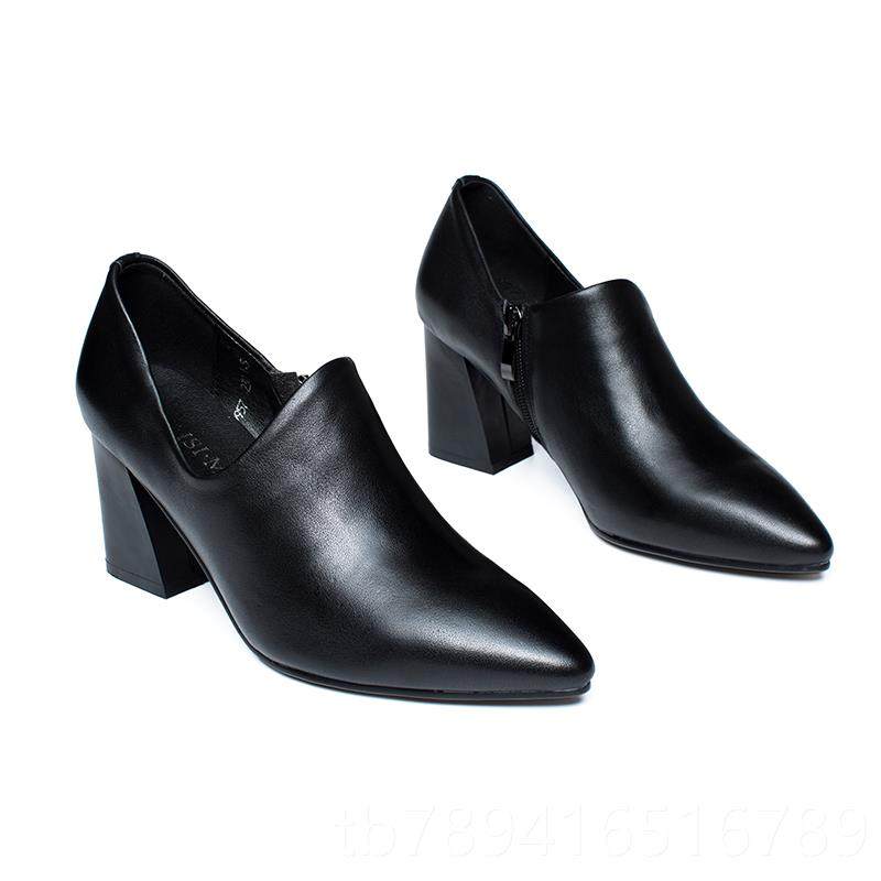 高档头牛皮真皮皮软底单鞋女深口层妈妈鞋粗舒跟适春秋高跟鞋休闲,女鞋,深口单鞋,淘宝优惠券,粉丝福利购,淘宝优惠卷