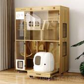 高档猫别墅家用实木间猫笼子超大由自空猫带舍带杀菌新风带照明系
