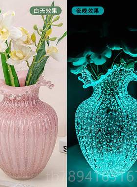 高档L居314 夜光粉花色浪花口装小众清新风瓶饰摆件女生送礼物家