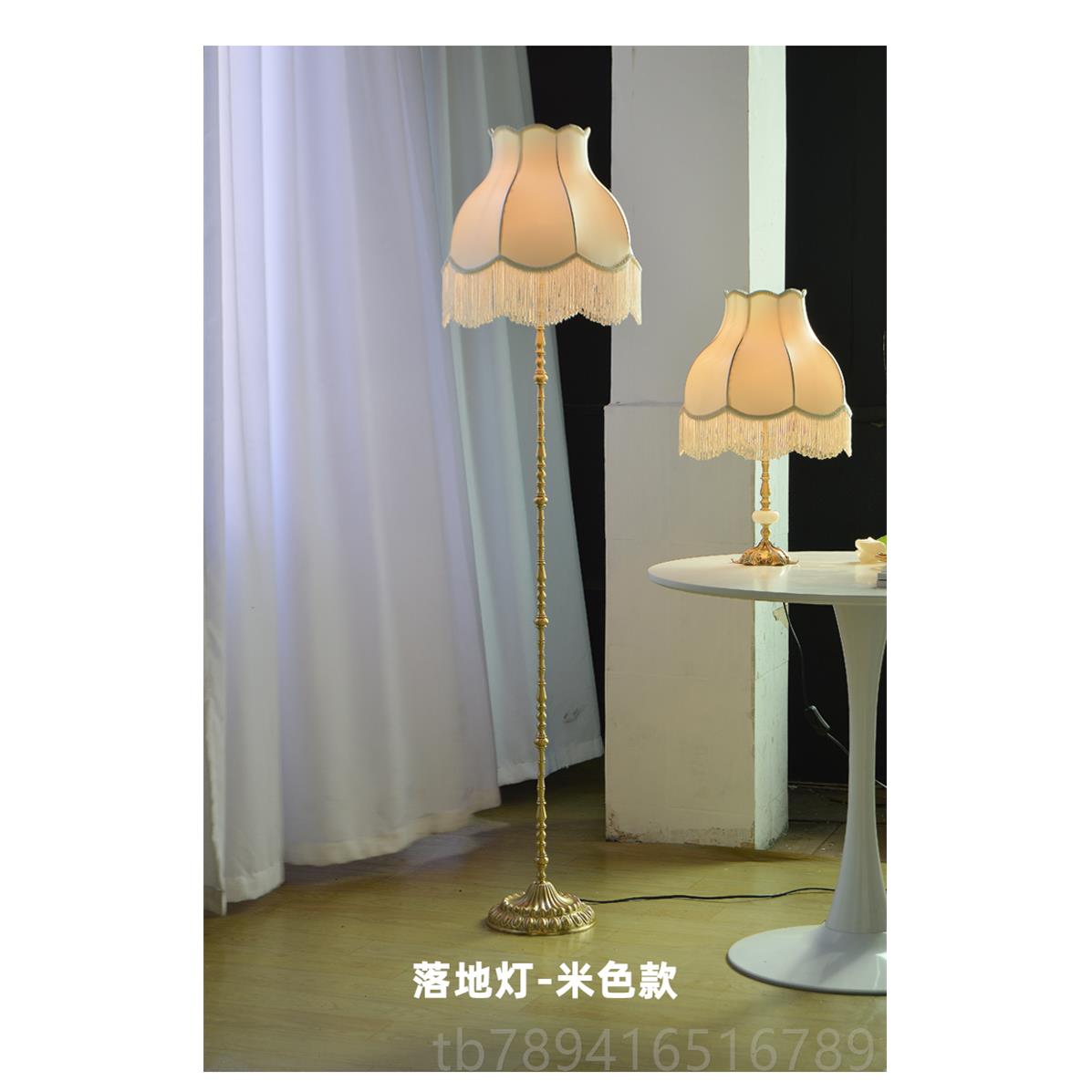 高档诗享家 法式复古台西古董风黄铜流苏灯 Vinage中古客厅卧室t