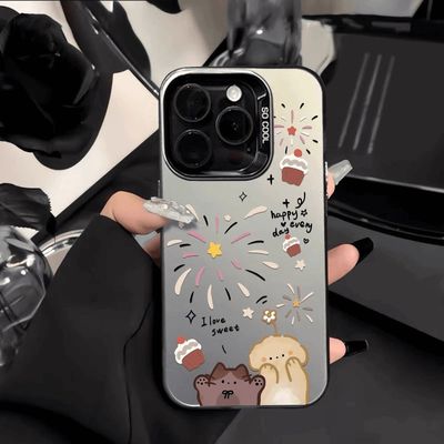 苹果13手机壳16PLUS动物烟花秀Nova14适用ins风IQOONEO11一加12硬彩银iPhone15小清新17ProMax创意荣耀500pro