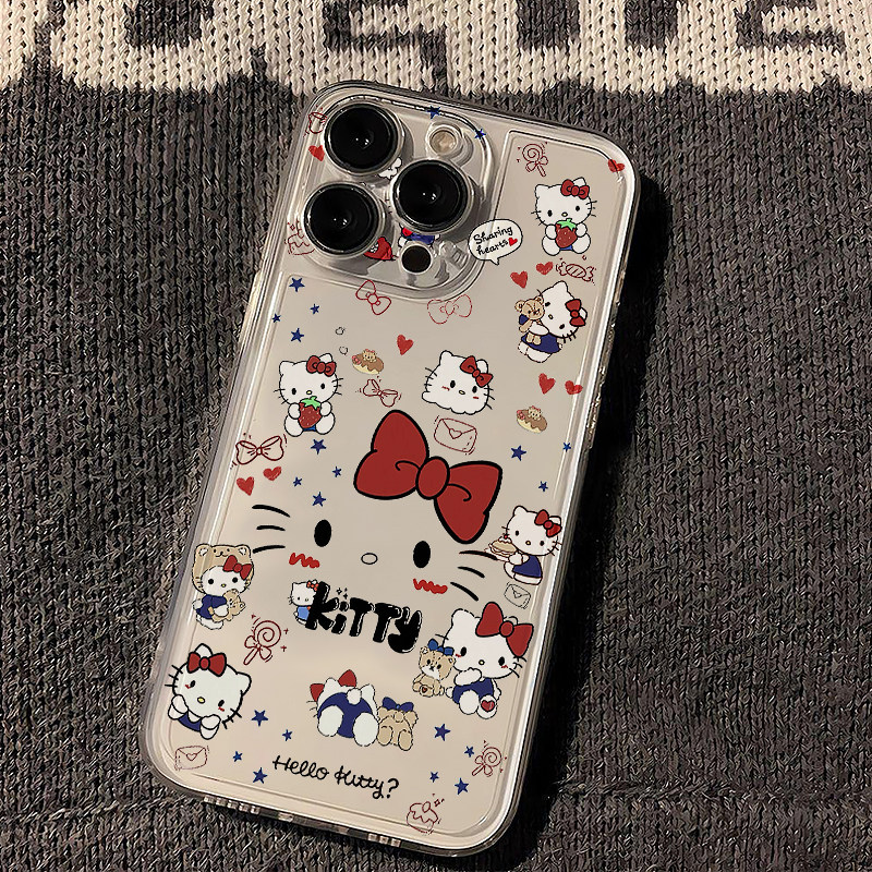 苹果13手机壳华为mate70卡通红米TURBO4创意OPPOReno14透明软iPhone16适用小米15Ultra可爱12凯蒂猫插画x200s