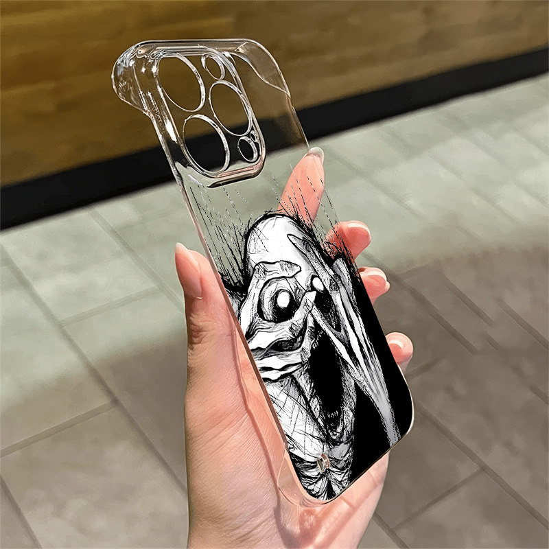 华为PURA90硬iPhone17苹果12p无边框OPPORENO15C高级感手机壳创意超薄16适用14PLUS搞怪惊悚骷髅透明13ProMax