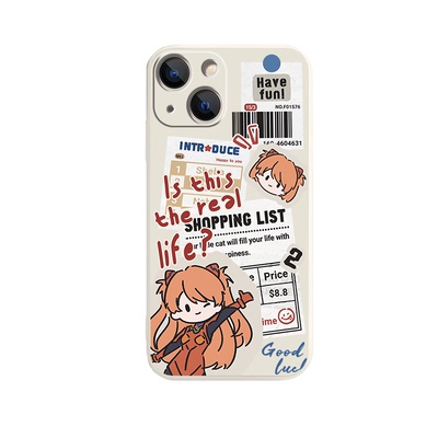 苹果12卡通14PLUS适用OPPOK13TURBOPRO软iPhone17创意16ProMax手机壳iqoo15报纸EVA明日香可爱VIVOS30PROMINI