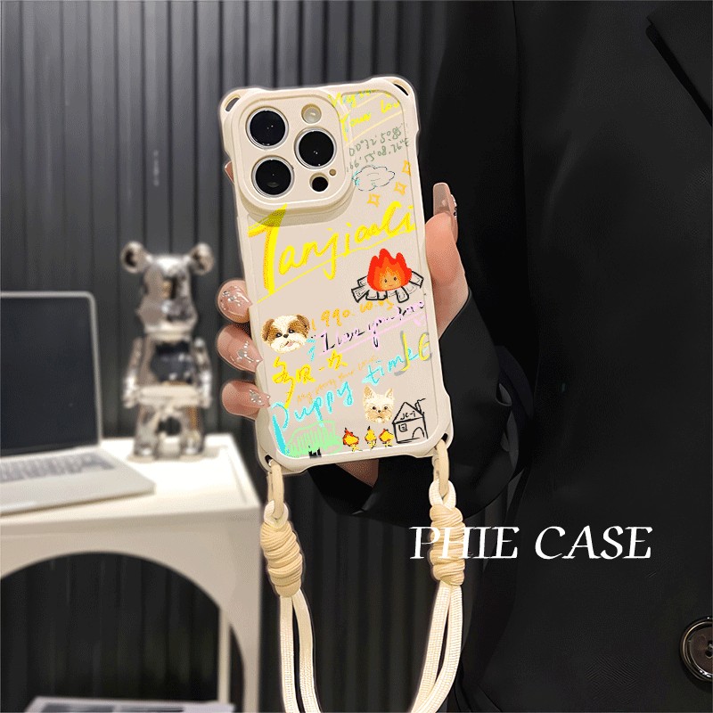 苹果16ProMax适用檀健次周边狗狗iPhone17四角开孔一加13透明斜挎手腕挂绳14防摔15plus手机壳软12荣耀Magic8