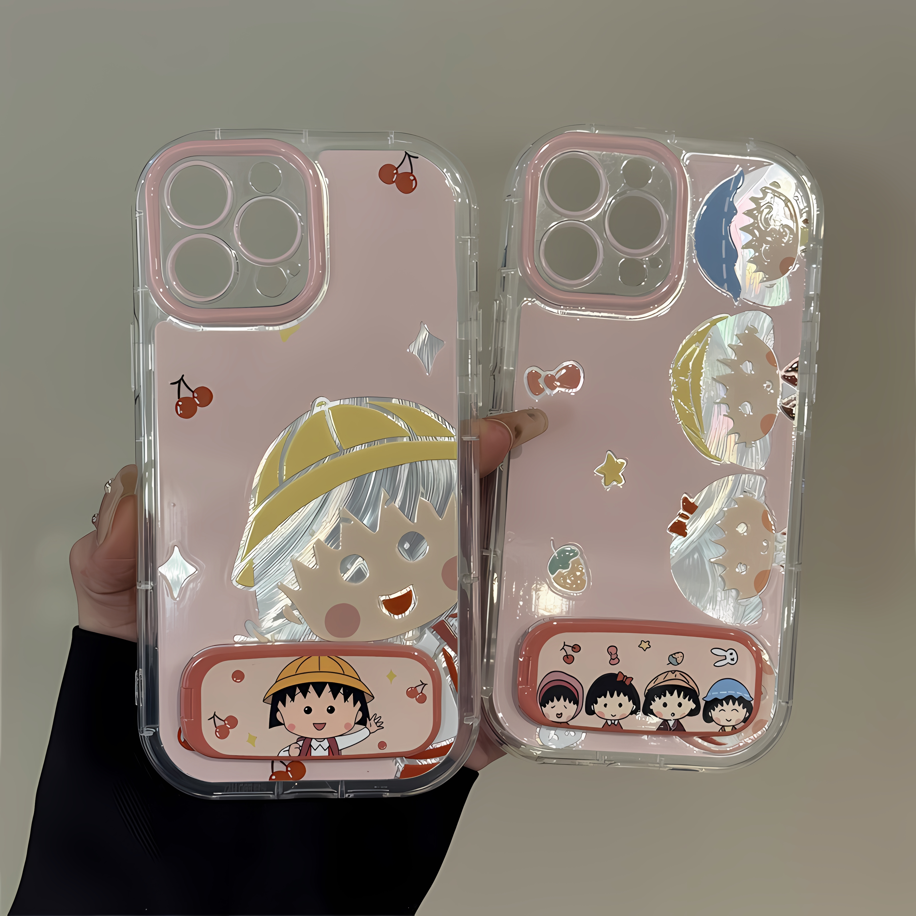 手机壳小丸子挥手iPhone16ProMax可爱一加ACE5至尊苹果12羽纱泡芙带镜子支架高级感14plus软适用Nova13小米15