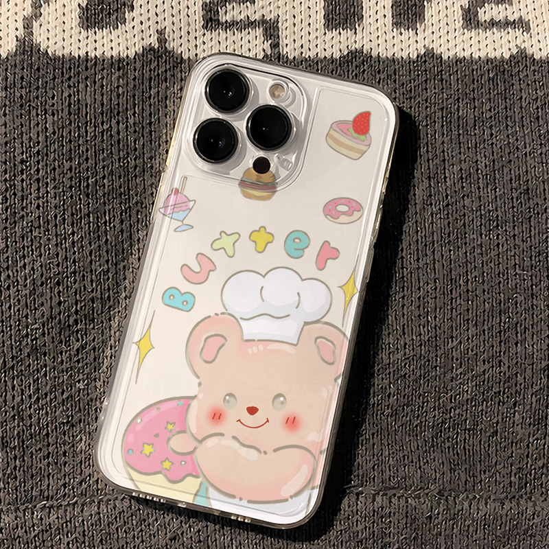 苹果16卡通14ProMax华为P80透明软iqoo13真我GT7PRO可爱适用iPhone12甜品黄油小熊VIVOX200ULTRA手机壳15PLUS