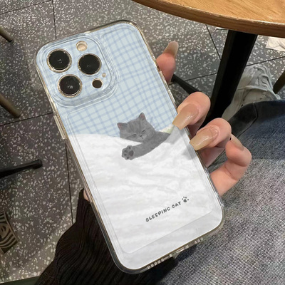 OPPOFINDX8ULTRA透明软华为Nova14可爱手机壳iPhone13新款睡觉情侣猫咪适用16ProMax红米K80苹果12小米15卡通