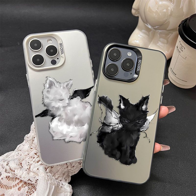 苹果14plus适用小米15Ultra情侣天使猫咪iPhone12硬13promax手机壳16卡通红米TURBO4pro彩银畅享80华为mate70