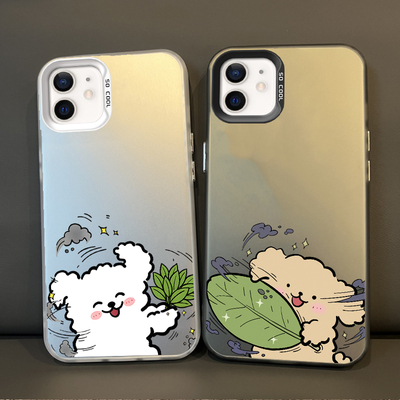 16ProMax彩银苹果15适用华为NOVA14去晦气线条小狗13可爱红米TURBO5max情侣iPhone17air手机壳硬x300卡通a58x