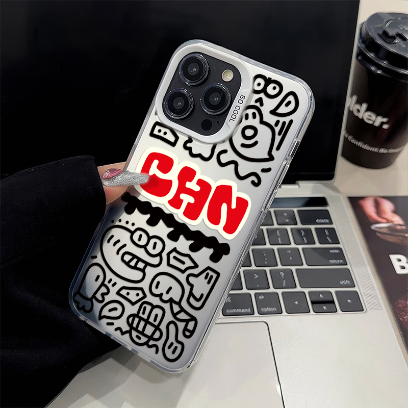 iPhone14彩银13ProMax手机壳硬苹果16ins风涂鸦15plus适用华为NOVA12高级感一加ACE5个性华为Mate60小众x100s