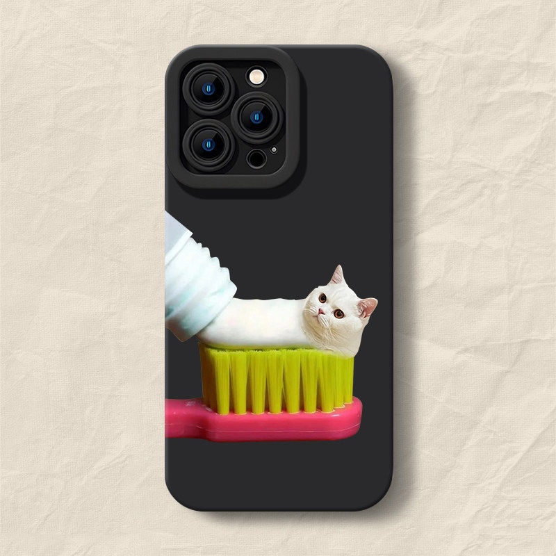 iPhone16可爱华为NOVA15手机壳软小米17瞳眼苹果14Plus卡通适用OPPOA6Spro牙膏小猫13ProMax创意VIVOIQOOZ11X