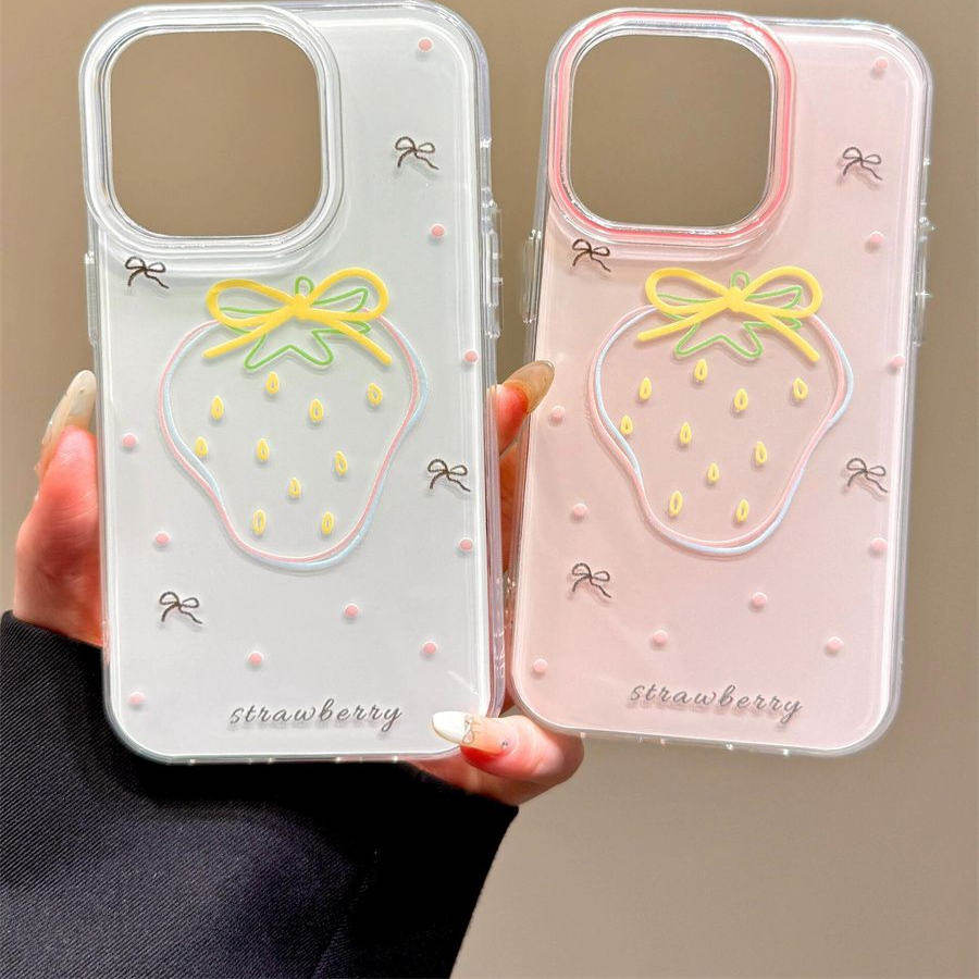 苹果14ProMax适用华为NOVA12波点草莓iQOO13少女心iPhone16plus手机壳硬15可爱荣耀MAGIC7创意真我gt7pro大孔