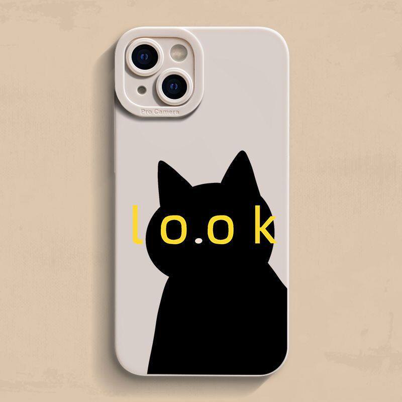 iPhone15适用LOOK黑猫12ProMax红米k80Ultra卡通手机壳16PLUS小米CIVI4PRO苹果14软iQOO13创意VIVOS30PROMINI