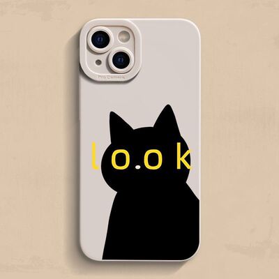 iPhone15适用LOOK黑猫12ProMax红米k80Ultra卡通手机壳16PLUS小米CIVI4PRO苹果14软iQOO13创意VIVOS30PROMINI
