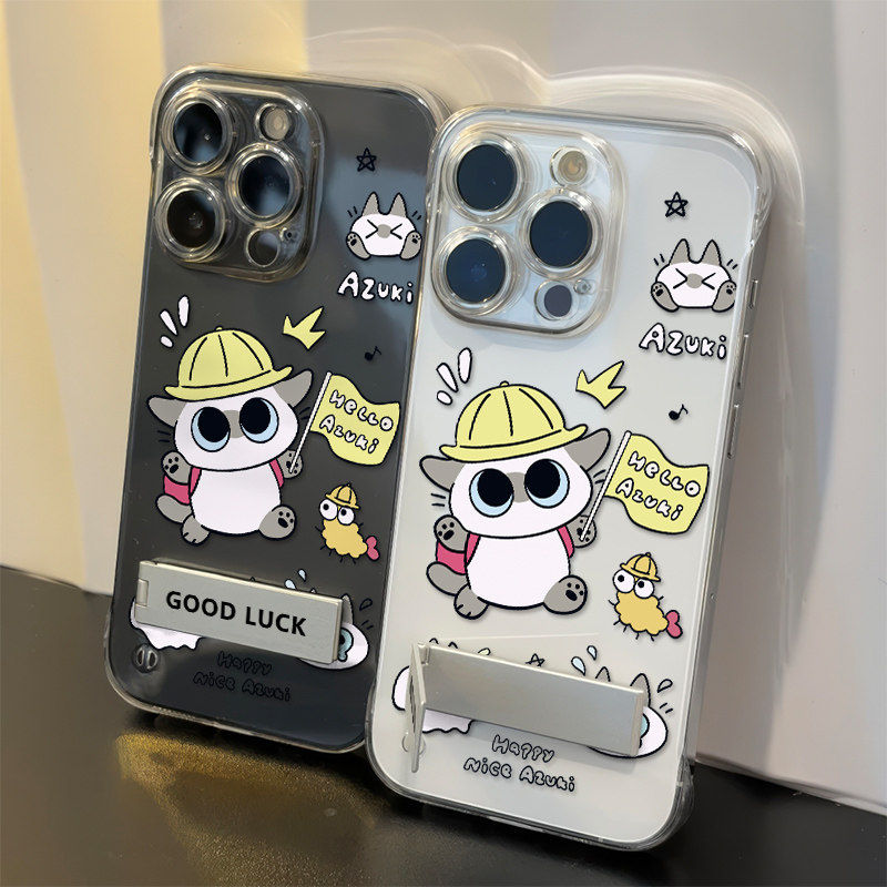 超薄17ProMax帽子暹罗猫小豆泥iPhone16可爱红米TURBO5手机壳硬适用15透明苹果14plus带支架13无边框x300创意
